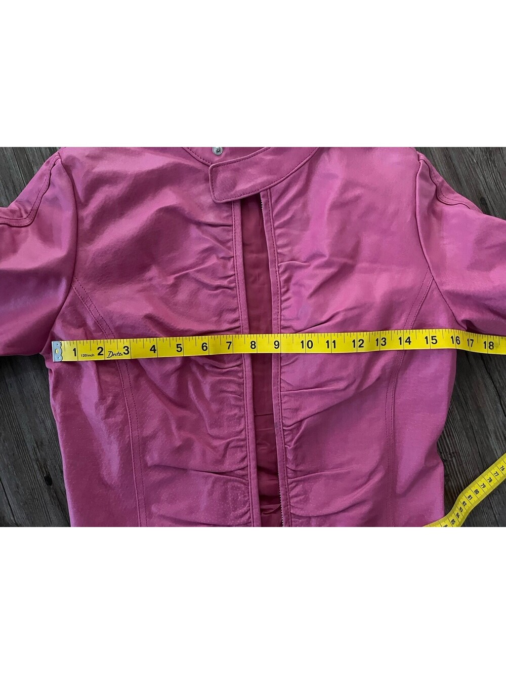 VTG Charlotte Russe Pink Cropped 100% Leather Moto Jacket M - Picture 4 of 5